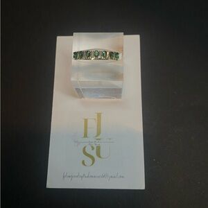 Hand Crafted Swarovski Green and Clear Gemstone Women's Ring size 8